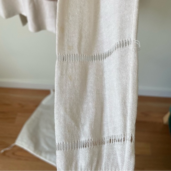 L.A.M.B. White Multi Linen Blend Long Sleeve V-Neck Light Weight Sweater Size S - Picture 8 of 12